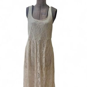 NWT Joyfolie Camila Lace Boho Sleeveless Dress in Oat, Size Medium